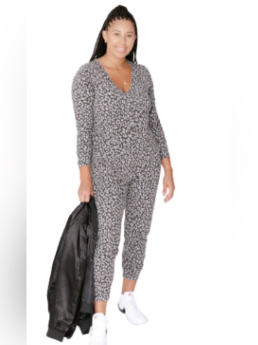 Smash + Tess The Friday Romper Grey Lola Leopard